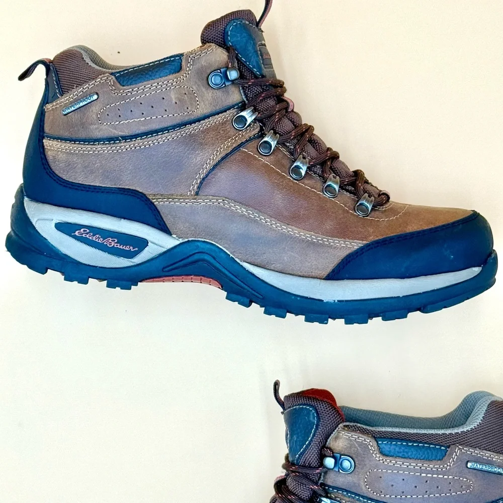Eddie Bauer Bradley Men's Brown‎ Leather Waterproof Hiking Boots US 11M